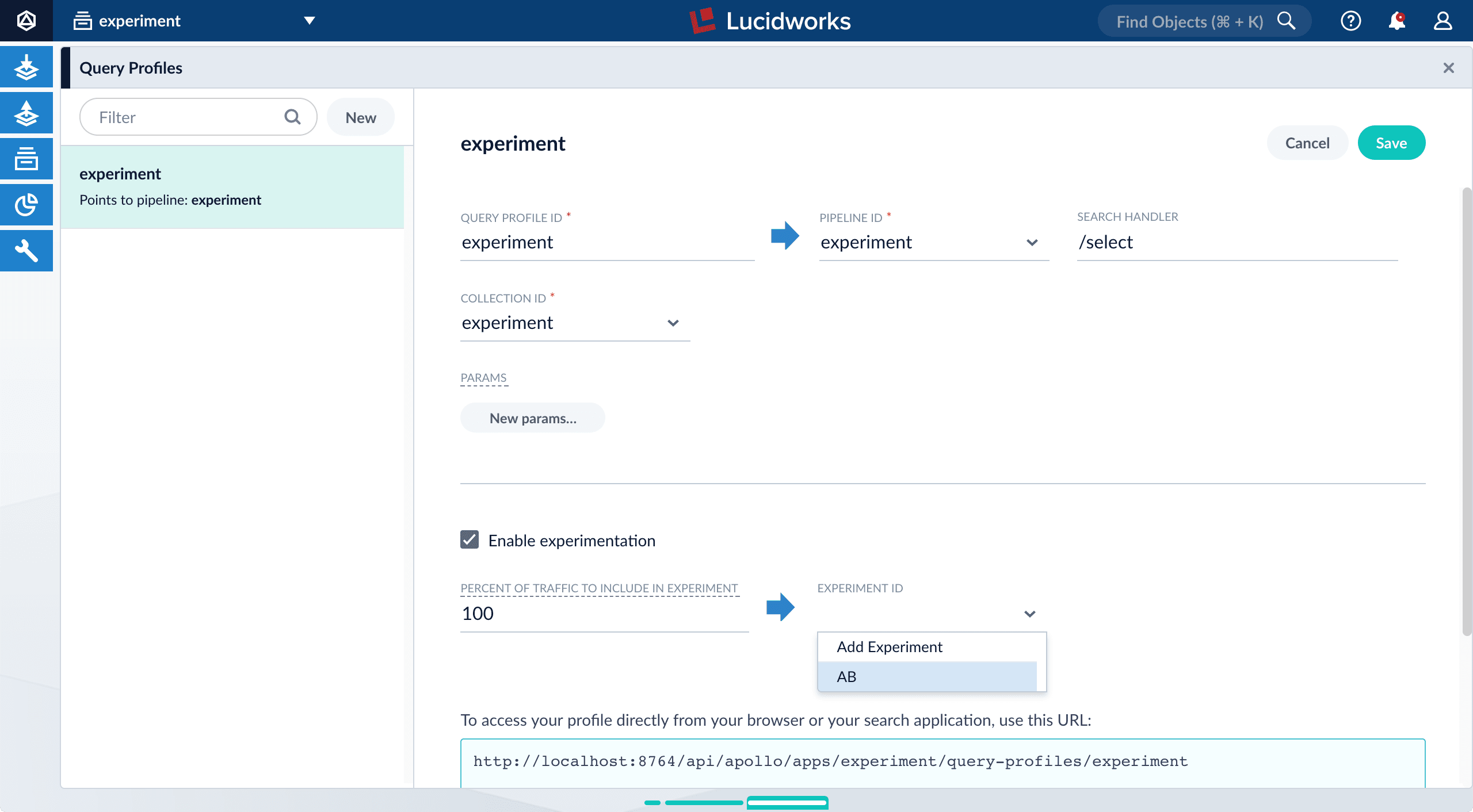 Configure experiment in Experiments