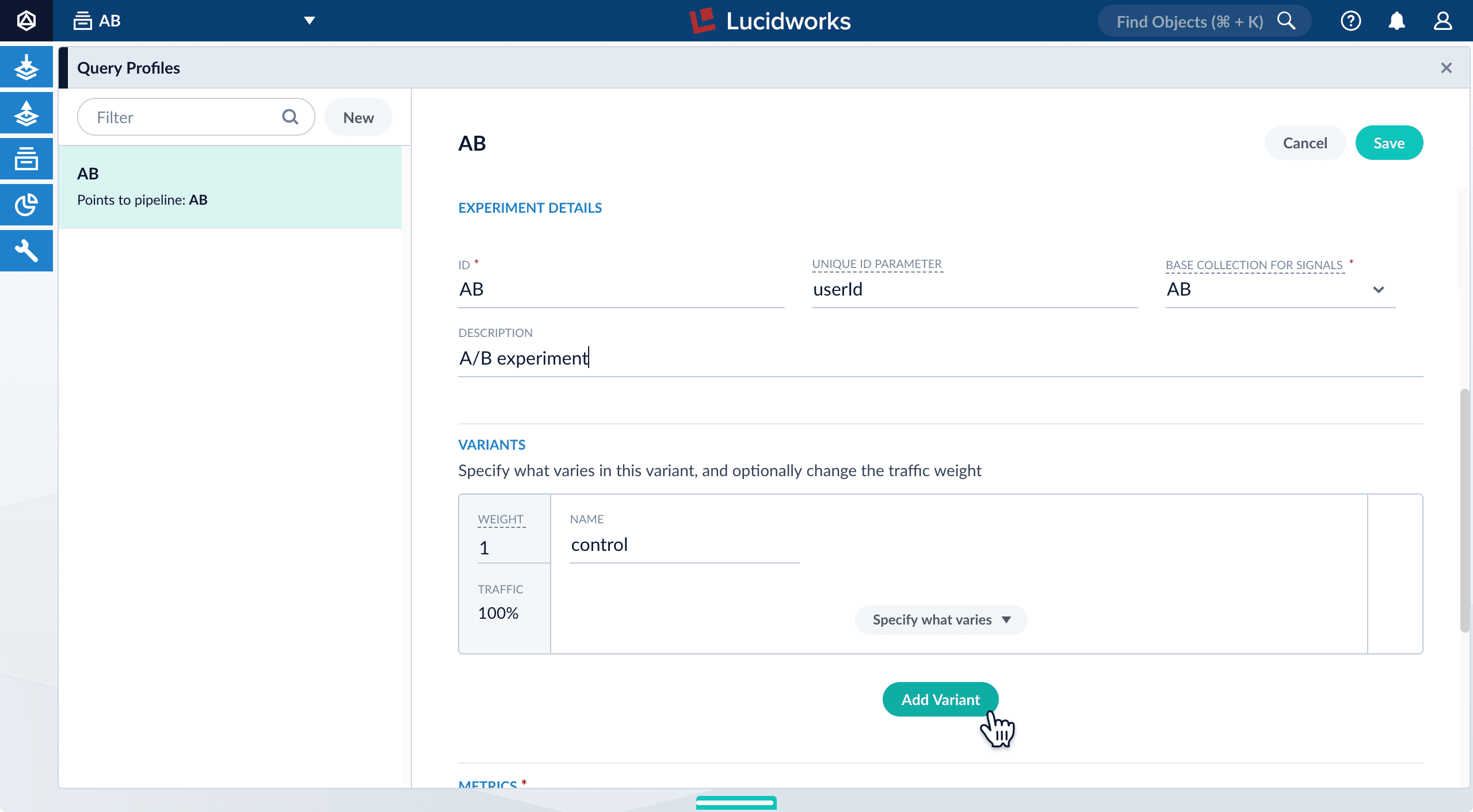 Add variants in experiment