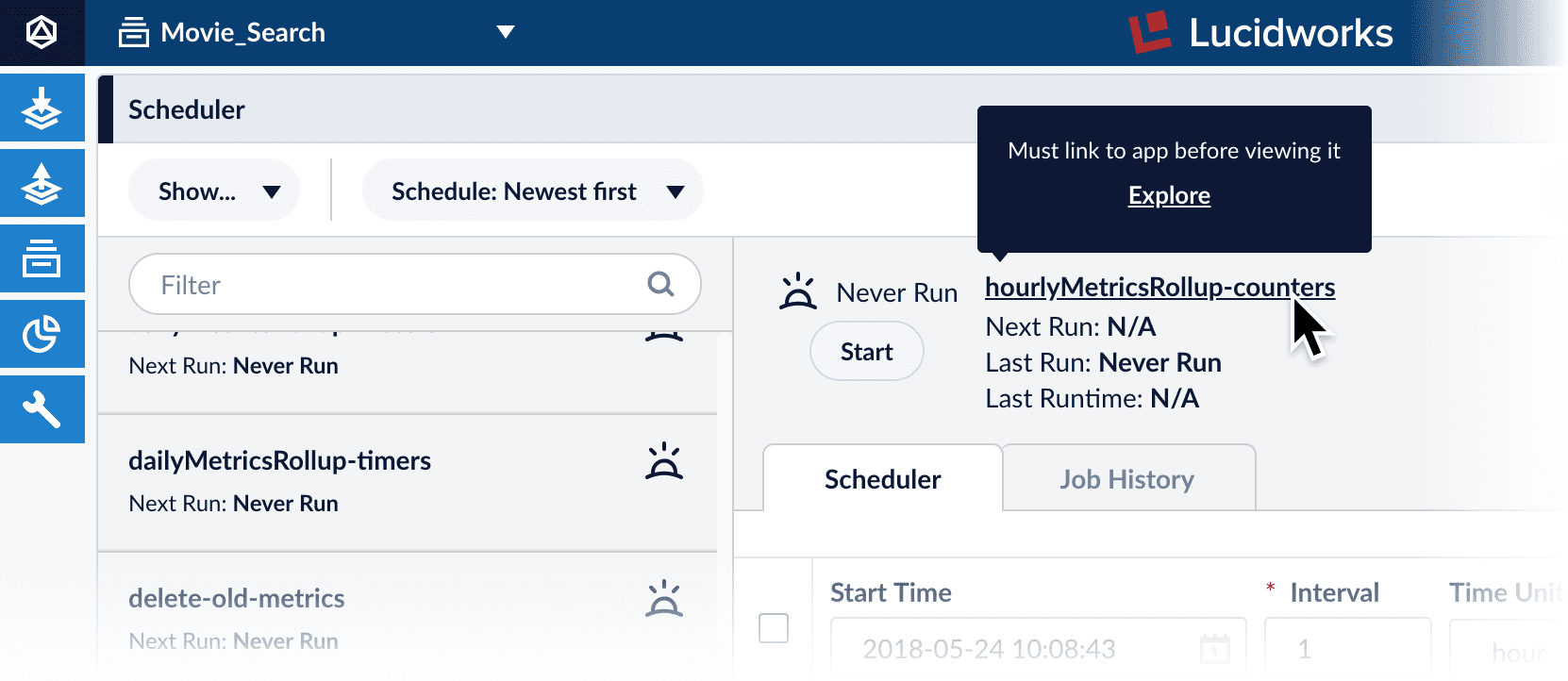 Hover over the job name