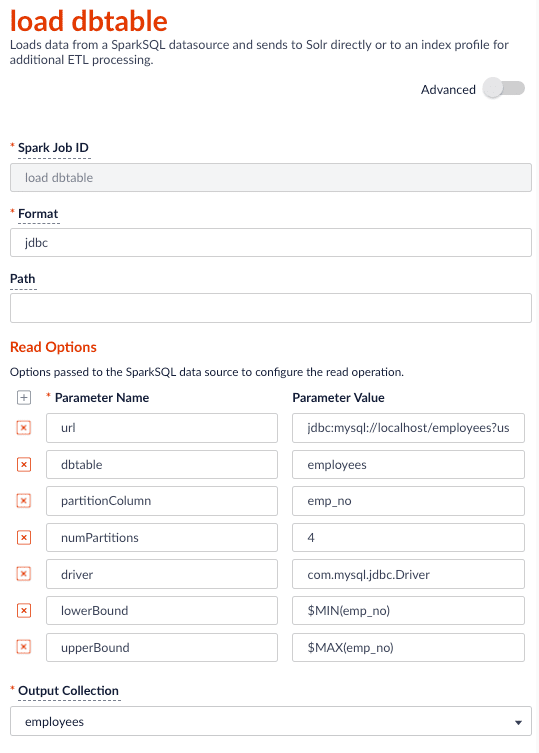 Read from JDBC tables