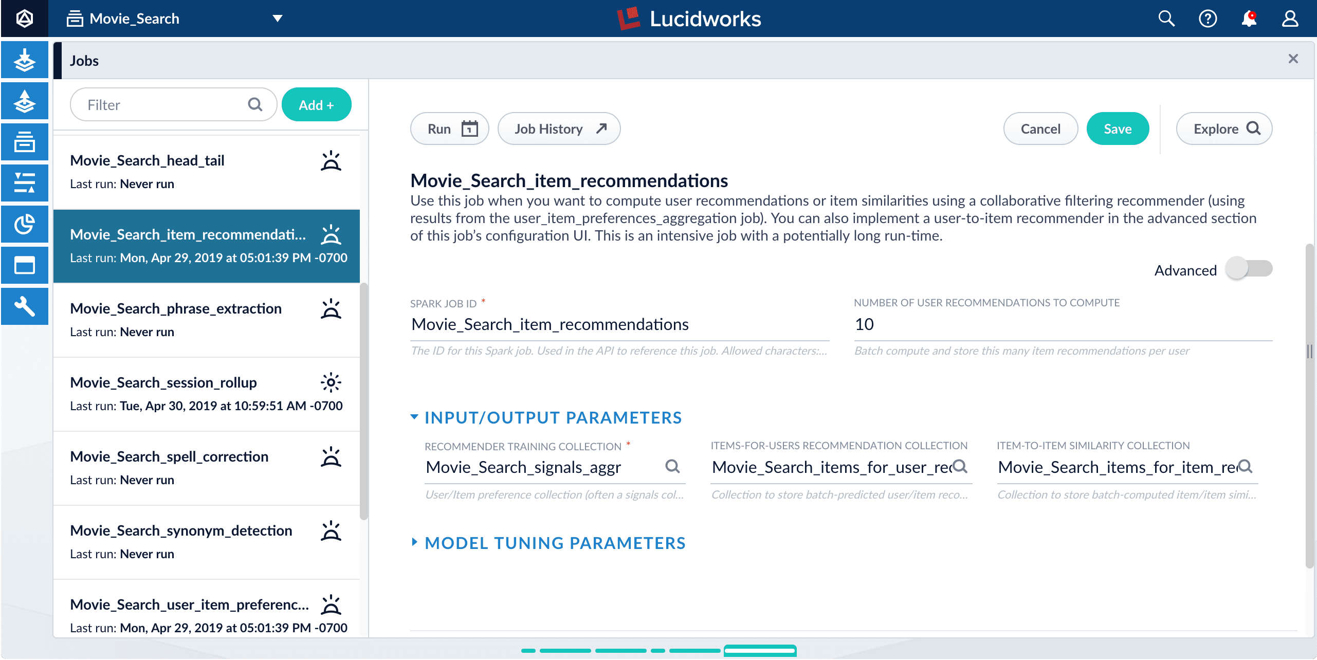 Default recommendations job