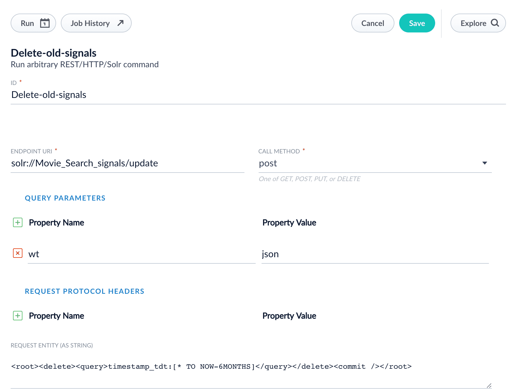 Signals delete job configuration