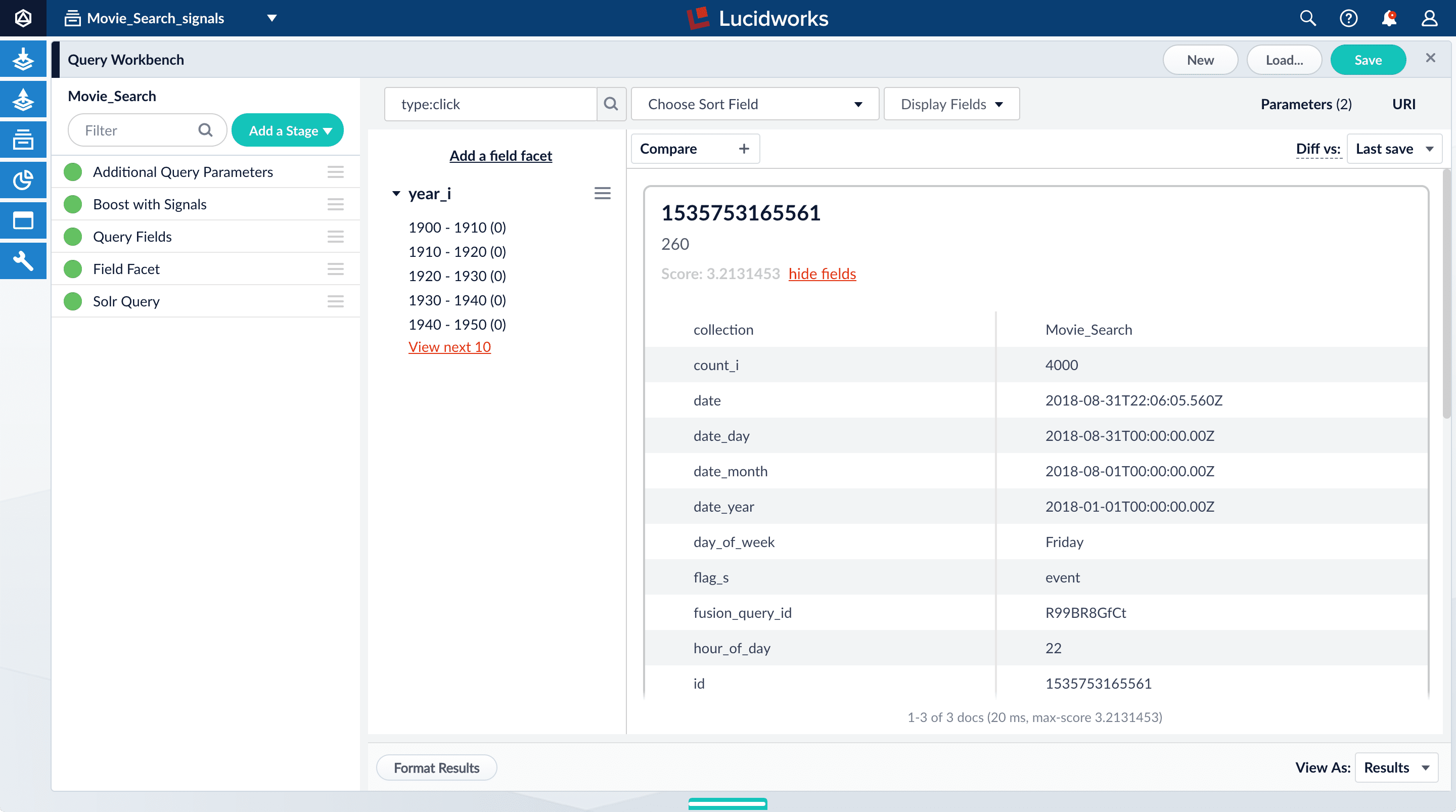 Number of click signals for document 260