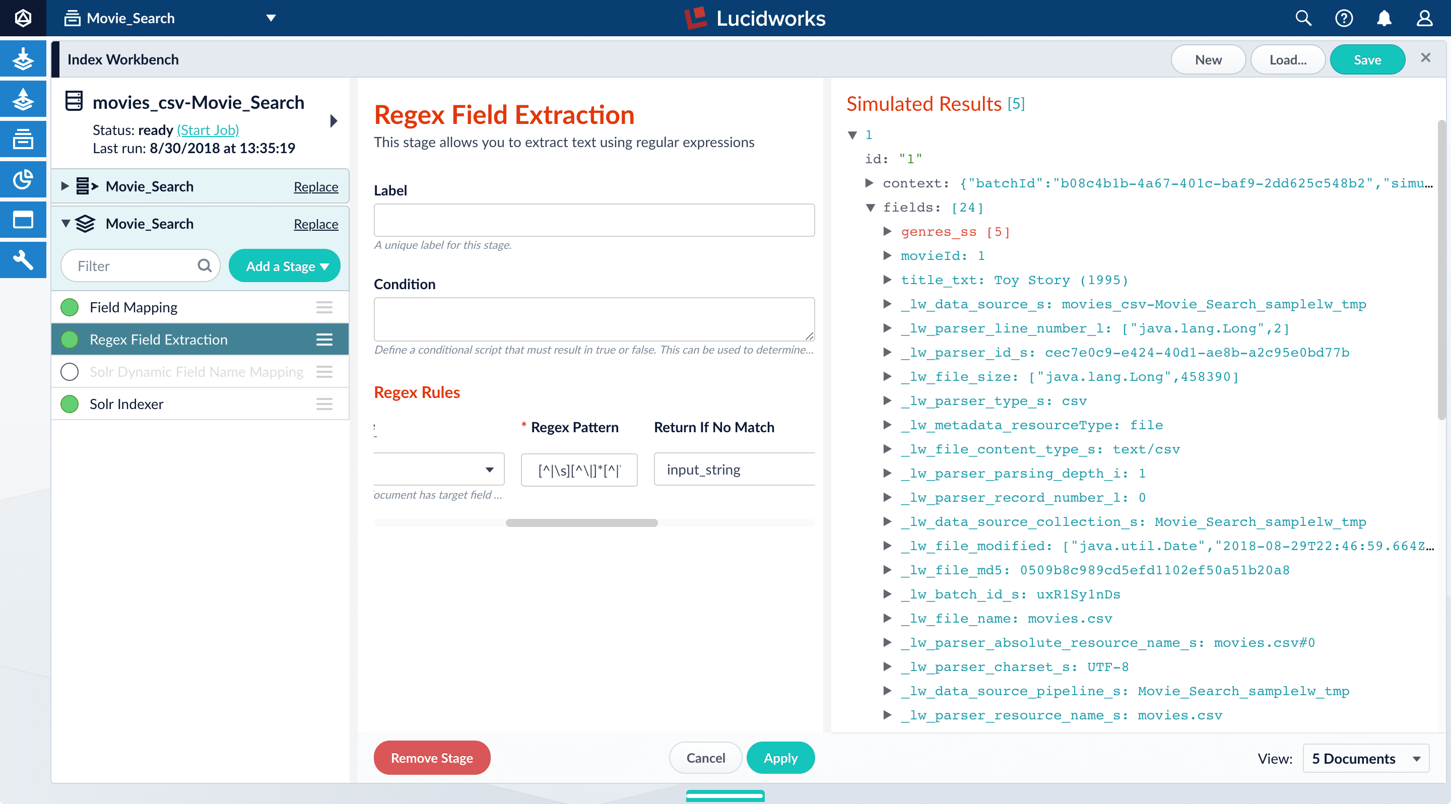 Index pipeline stage reordering