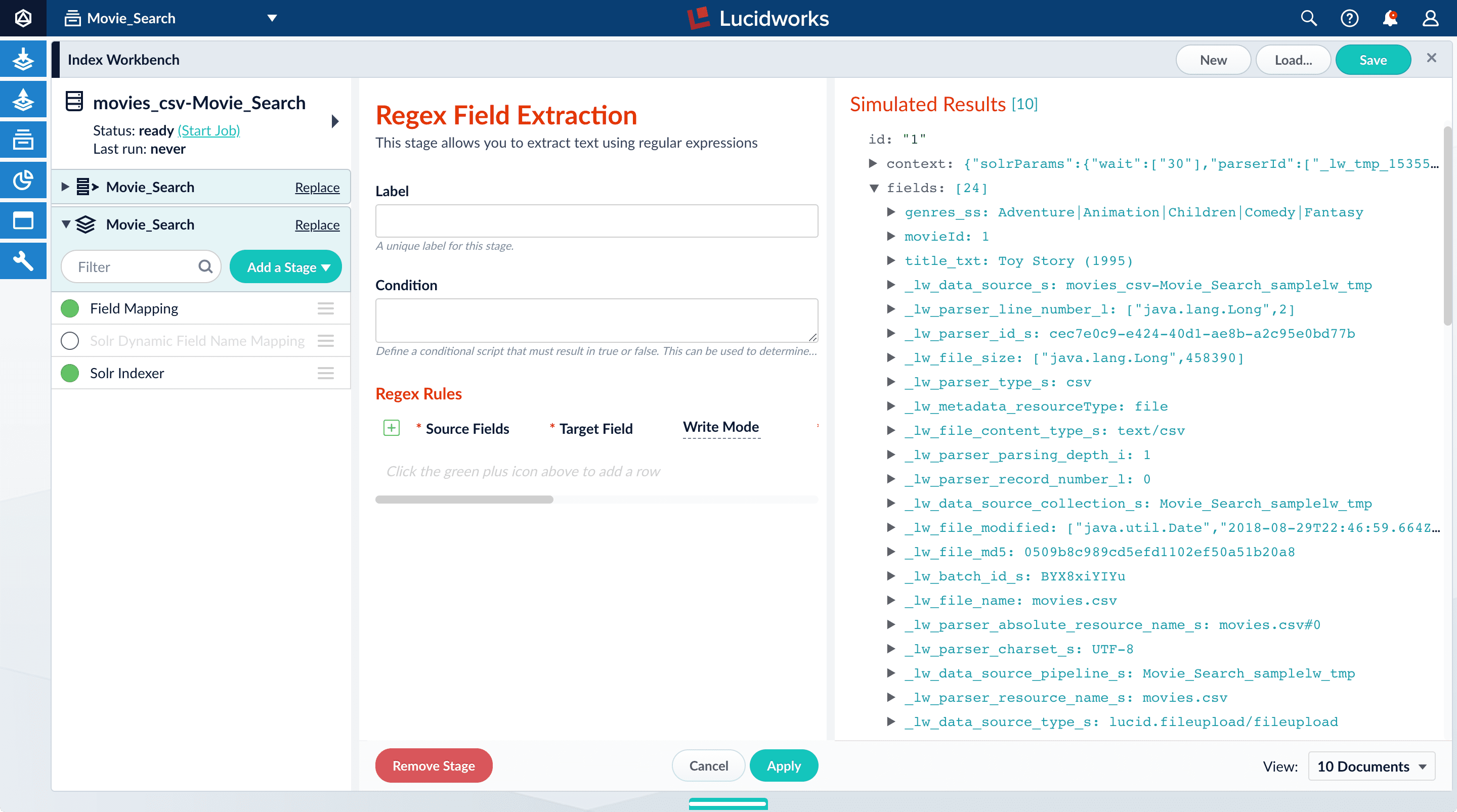 Regex Field Extraction stage