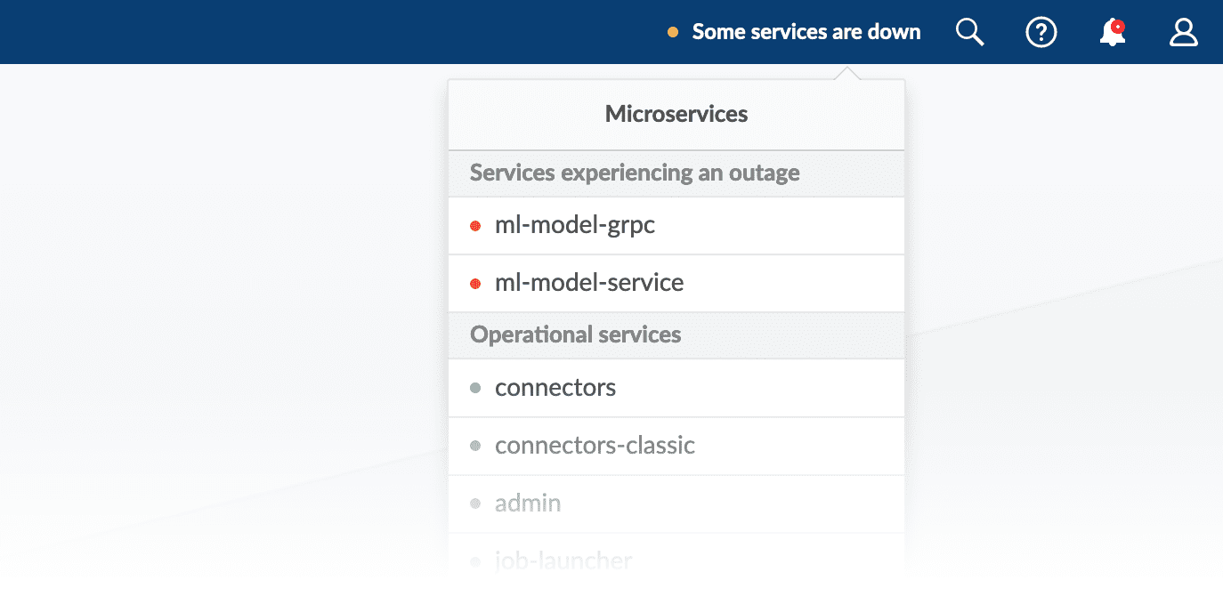 Fusion UI Service Indicators