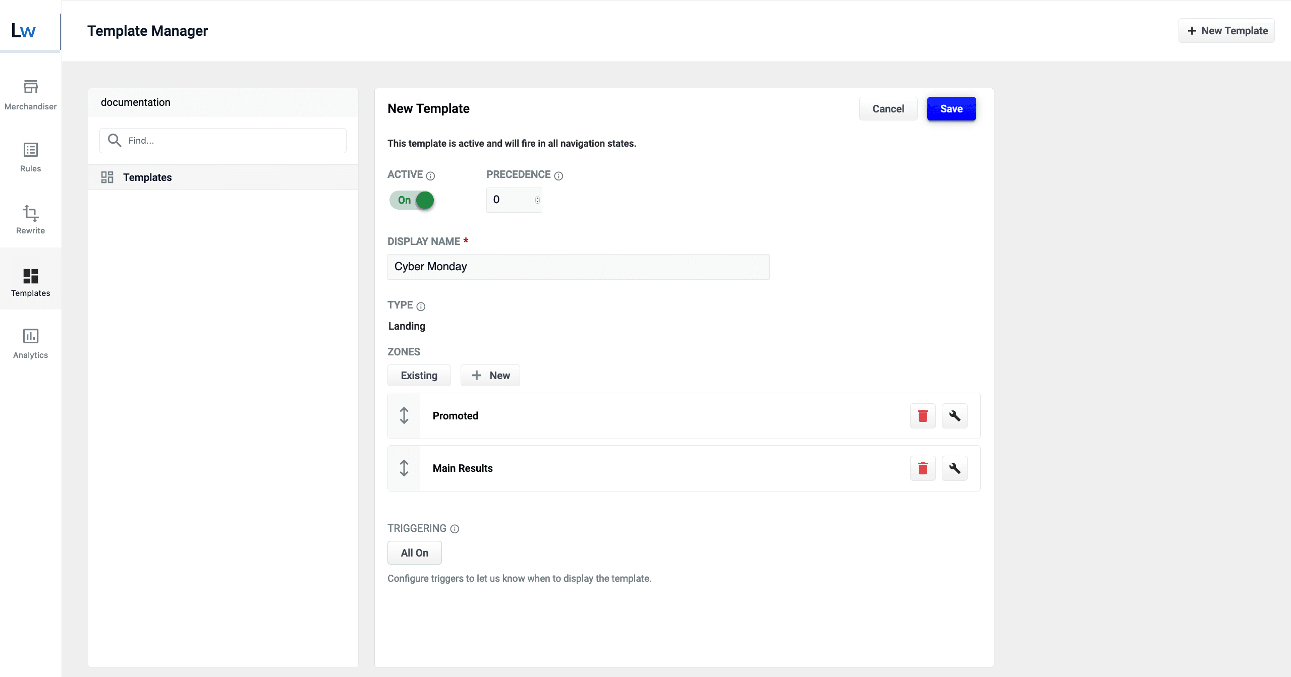 Templates backend example