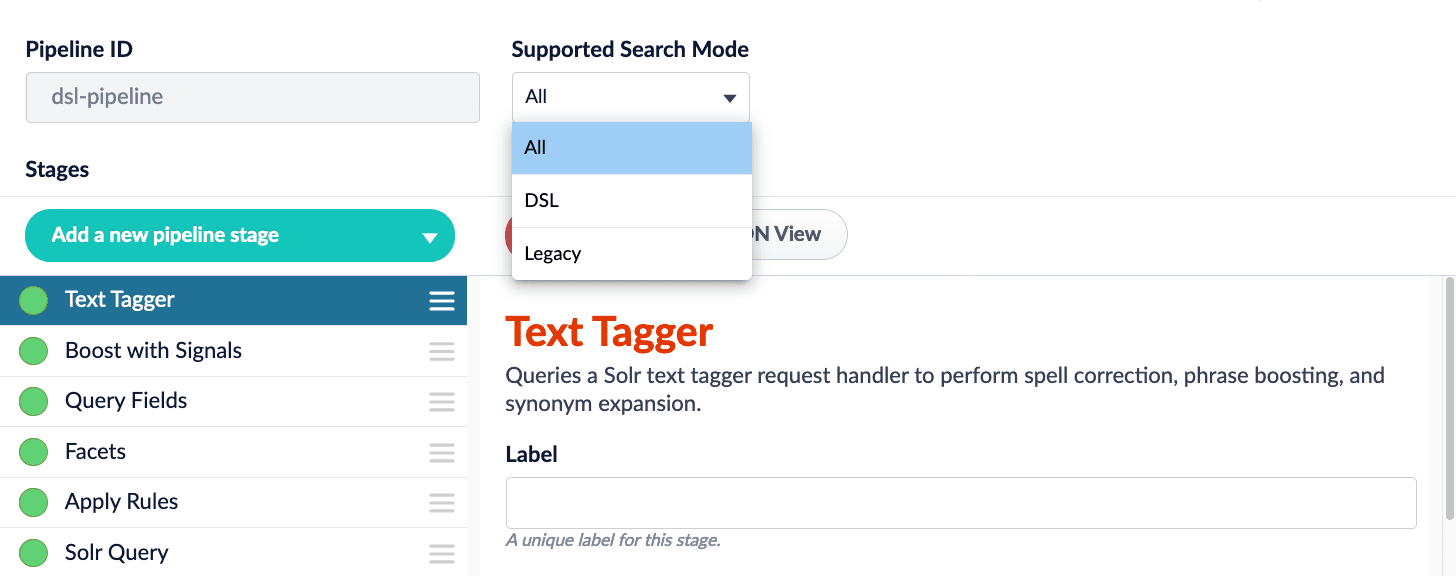 Search mode selector