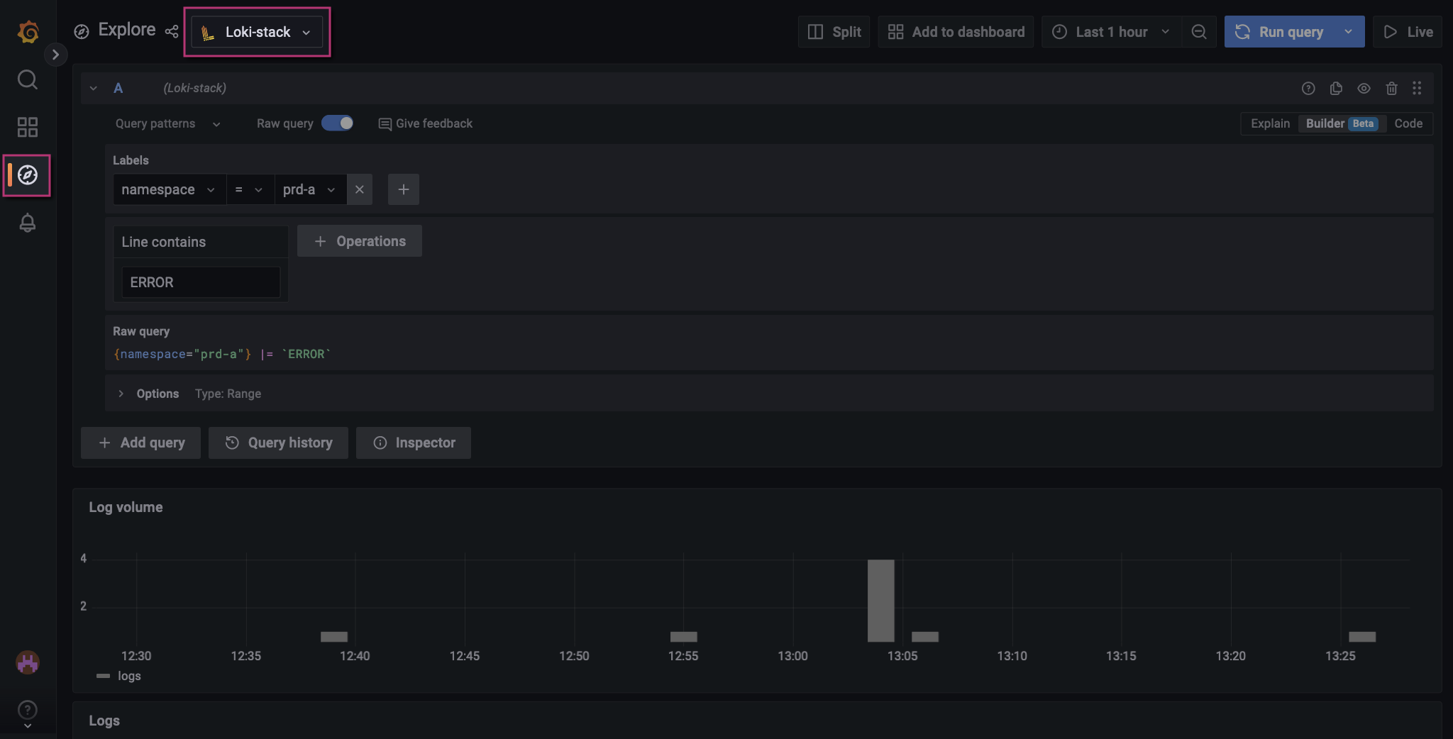 Basic Loki log query