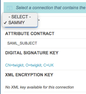 Selecting the connection from the drop down